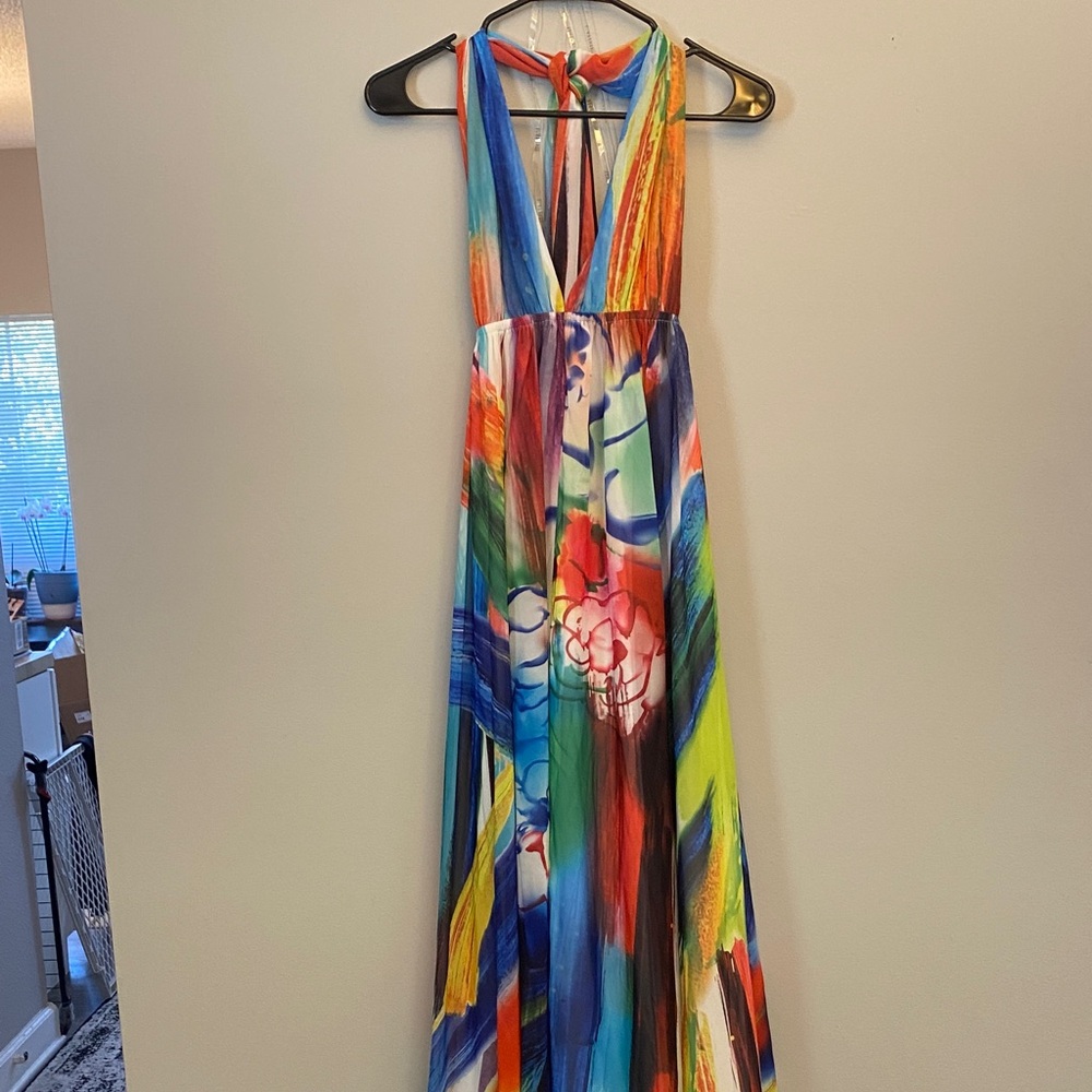 Latiste by Amy Multicolored Halter backless Maxi Dress